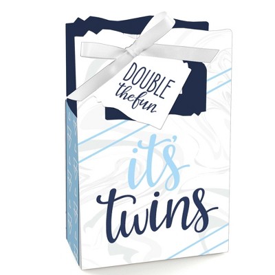 Big Dot of Happiness It's Twin Boys - Blue Twins Baby Shower Favor Boxes - Set of 12