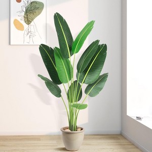 4FT/5FT Artificial Bird of Paradise Tree, Lifelike Fake Plant for Indoor Outdoor Decor- 48" /60''Tall - 1 of 4