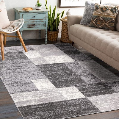 Gray Geometric Easy Care Synthetic Area Rug 8' x 10'
