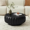 ACEPANO 31.5 in. W Round Solid Wood Carved Coffee Table with Elegant Sculptural Design-Black - 3 of 4