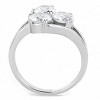 Slickblue Women’s Designer Ring, Stainless Steel Three-Stone, Clear Cubic Zirconia, Polished Style, Sizes 5–10 - 3 of 4