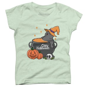 Girl's Design By Humans Cozy Halloween By kimprut T-Shirt - 1 of 3