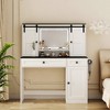 Gulches Farmhouse Dressing Table Makeup Table, 43" Wide Dressing Table with Light Mirror & Drawer, Large Modern Dressing Table Set for Bedroom, White - 4 of 4