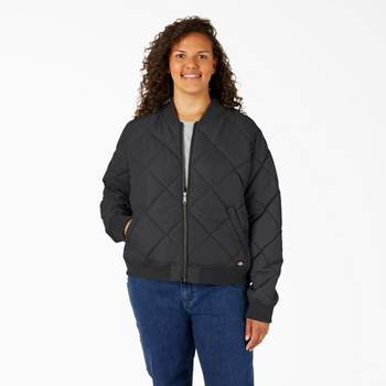 Dickies Women's Plus Quilted Bomber Jacket, Black (BK), 3PS