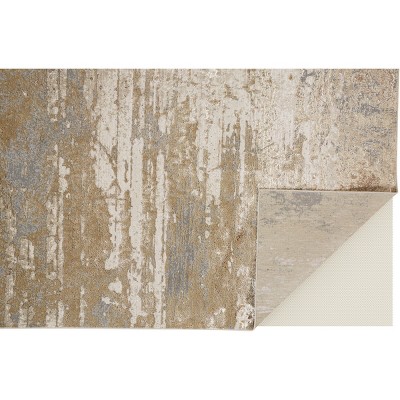 Aura Ivory Gold Gray Synthetic Runner Rug 2'10" x 7'10"