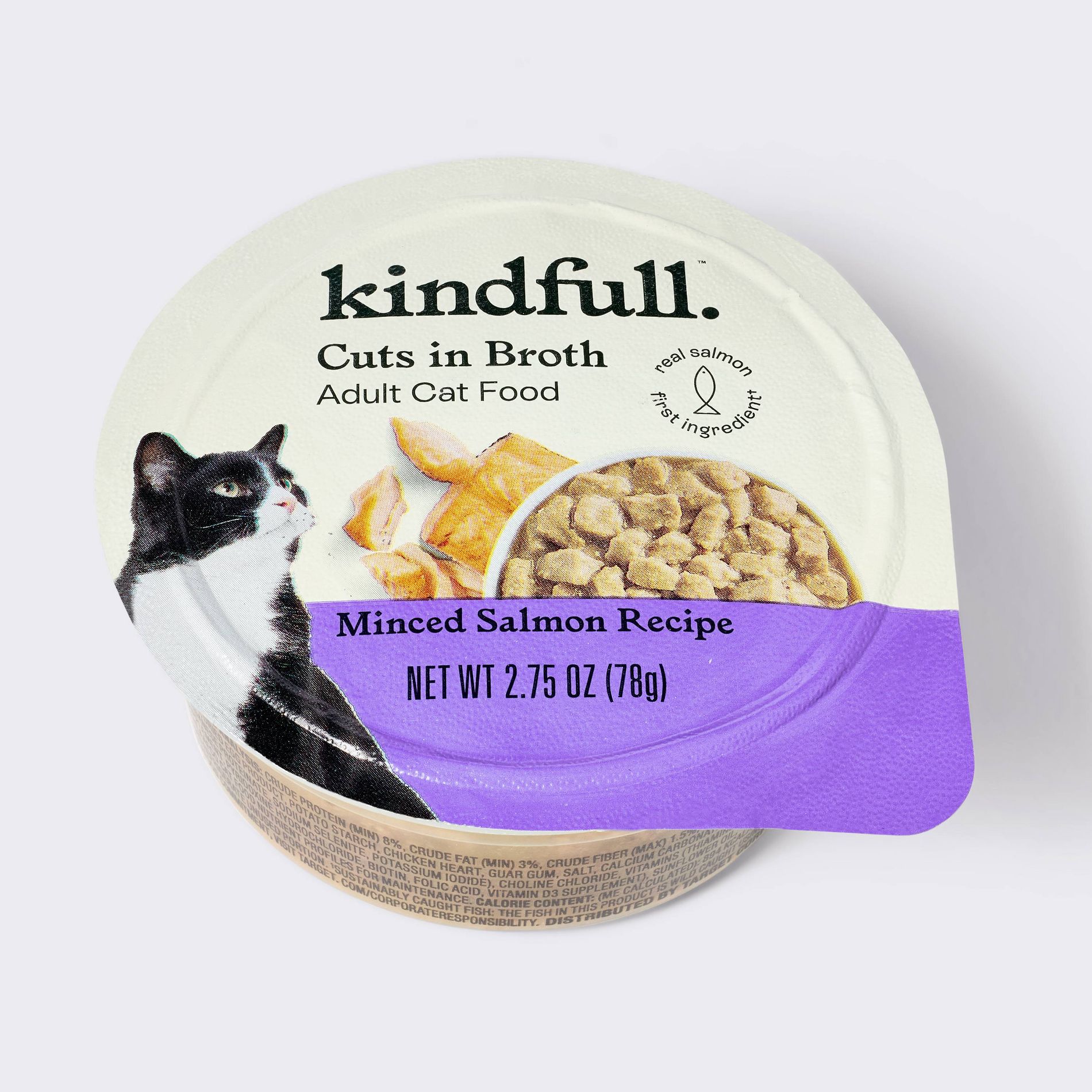 Minced Salmon Recipe Cuts in Broth Wet Cat Food - Kindfull™ 2.75oz