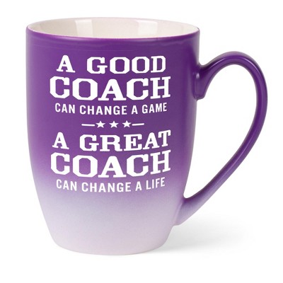 Elanze Designs Inspirational Appreciation Coffee Cup Mug 12 Ounce Ceramic With Ombre Gradient Good Coach Great Coach Purple and White