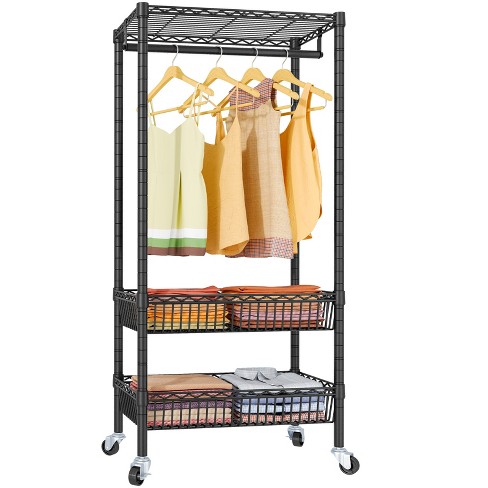 Garment Rack Clothes Hanger Rolling Collapsible Clothing Shelf
