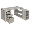 Vynxaria 1pc Transitional 60-inch 3-drawer L-shape Computer Desk Multiple Storage Two Drawers Built-in File Cabinet Home Office Grey - 4 of 4