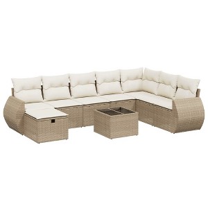 vidaXL Garden Sofa Set Beige Poly Rattan Large Modular Garden Sofa Set - 1 of 4