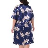 Women's Plus Size Satin Floral Print Short Sleeve Round Neck Midi Nightgown - Agnes Orinda - 4 of 4