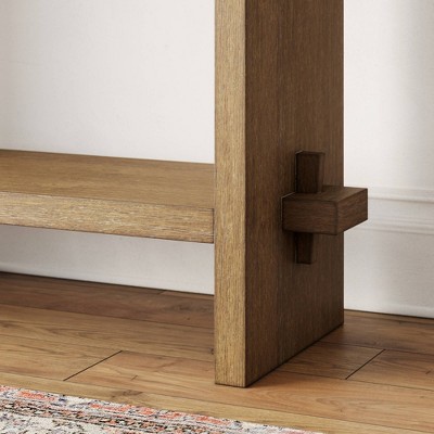 Virgo Light Brown Wood Console Table with Storage