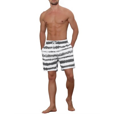 Lars Amadeus Men's Tie-dyed Pattern Elastic Waist Summer Swimming Shorts Black 28 — фото 2