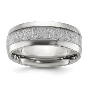 Black Bow Jewelry 8mm Stainless Steel Glitter Paper Inlay & Enamel Domed Band - 1 of 4