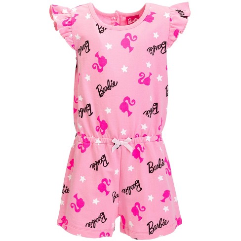 Barbie Big Girls French Terry Sleeveless Romper Pink 14 16 Target