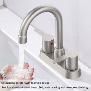 Brushed Nickel 2-Handle Sink Faucet for Bathroom, Centerset RV Faucet Designed for 3-Hole Installation - 1 of 4