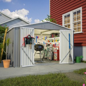 Gulches 10X8 FT Outdoor Tool Storage Shed with Metal Foundation & Lockable Doors,  All Weather Metal Sheds for Garden, Patio, Backyard, Lawn, Gray - 1 of 4