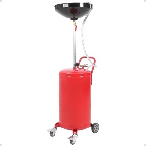 Portable Oil Drain Container, Pneumatic Drain, Fluid Fuel Transfer Drain, Adjustable Height with Braked Wheels, Red - 1 of 4