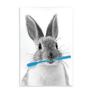 Stupell Industries Bunny Toothbrush Bathroom Animal, 10" x 15" - 1 of 4