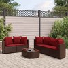 vidaXL Patio Sofa Set with Cushions Lounge Setting Outdoor 9 Piece Poly Rattan - Brown and Red - 2 of 4