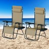 Set of 2 Zero Gravity Outdoor Chairs with Side Tables, Cupholders, Phone, and Tablet Holder and Chair Pillow by Hastings Home - 2 of 4