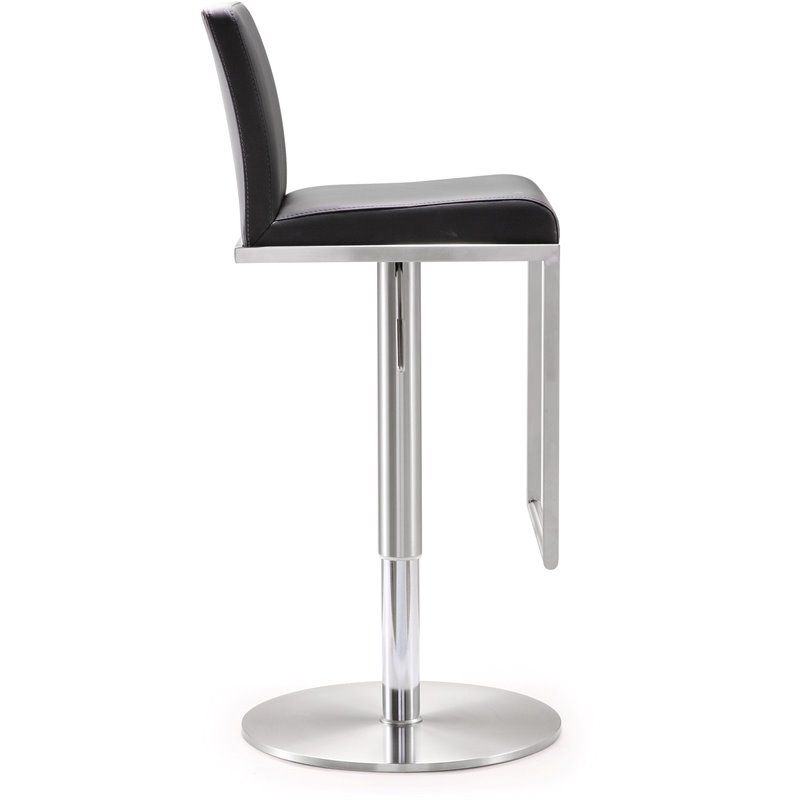 TOV Furniture Amalfi 22" Adjustable Stainless Steel and Fabric Barstool in Black, 4 of 11