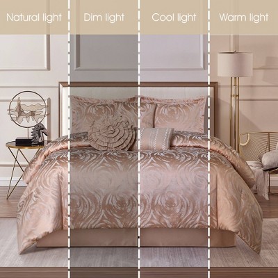 Blush King Jacquard Floral Microfiber Comforter Set