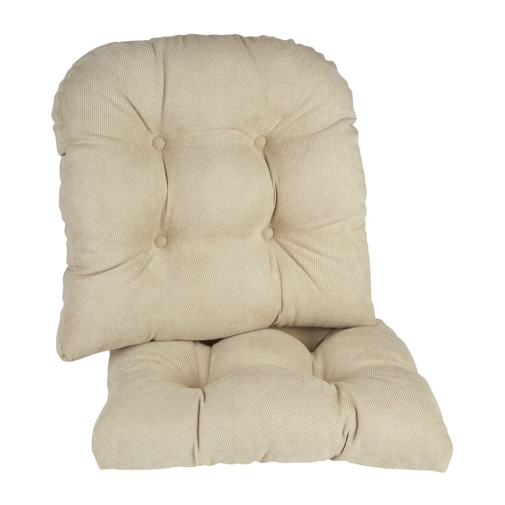 Gripper 17"" x 17"" Non-Slip Twillo Tufted Universal Chair Cushions Set of 2 - Stone -  84588926