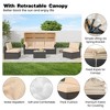 6-Piece Outdoor Daybed Patio Set with Adjustable Backrests, Canopy, PE Wicker Sectional & Tempered Glass Side Table - 3 of 4
