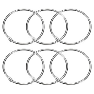 Unique Bargains Carbon Steel Loose Leaf Binder Snap Shower Curtain Rings 6 Pcs - 1 of 4