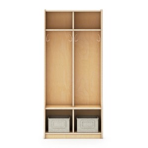 Guidecraft EdQ 2-Section Wooden Storage Locker with Bench Seat for Classroom, Kids Cubby Organizer with Shelves and Hooks for Coats - 1 of 4