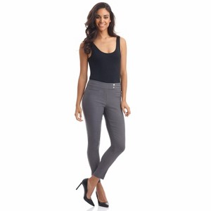 Rekucci Women's Pull-On Slim Ankle Pants with Faux Snaps – Stretch Comfort Waistband & Chic Office Style - Graphite, 16 - 1 of 4