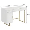 SOLACE FURNITURE White Computer Desk 47" with 2 Drawers and 1 Cabinet Storage, Modern Home Office Writing Table. - 4 of 4