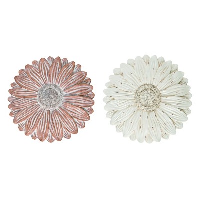 Transpac Resin Daisy Stepping Stone Set of 2 Spring Home Decorations