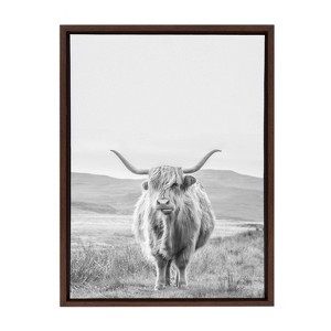 Sylvie Highland Cow Landscape BW Framed Canvas by Creative Bunch - Kate & Laurel All Things Decor - 1 of 4