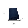 HomeRoots 50" X 67" Navy Blue Cotton Blend Woven Throw Blanket with Fringe - 3 of 4