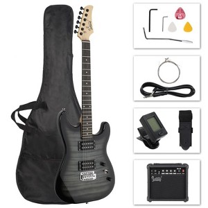 Karl Home GST Electric Guitar HH Pickup Tiger Stripe w/20W Amplifier Black - 1 of 4
