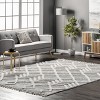 Nuloom Wylde Moroccan 4x6 Shag Indoor Area Rug for Living Room Bedroom Dining Room Nursery Kitchen, Grey/Ivory - 2 of 4