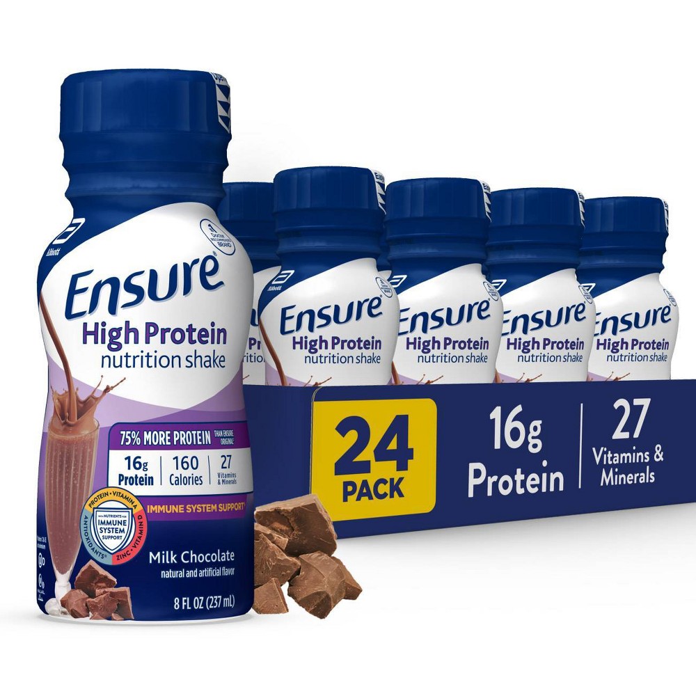 Ensure High Protein Nutritional Shakes Milk Chocolate Non-Caffeinated - 24pk/192 fl oz