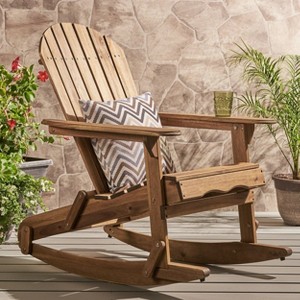 Malibu Acacia Wood Adirondack Rocking Chair - Natural - Christopher Knight Home: Weather-Resistant Patio Accent Chair - 1 of 4
