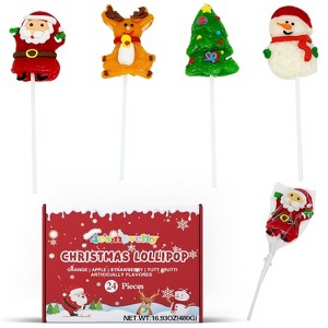 4E's Novelty Christmas Lollipops Bulk 24 Pack Assortment - Santa, Snowman for Kids Holiday Lollipops Parties, Christmas Candy Gifts - 1 of 4