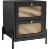 Modern Side Table with 2 Rattan Drawers, Elegant Design Nightstand, Rattan Craftsmanship Bedside Table, Multi-Functional, Stable &, Easy Assembly - 3 of 4