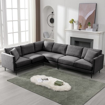 Mjkone Luxury 107"W*81.5''D Linen L-shaped Couch,6-Seat Oversized Sectional Sofa Couch With Corner Sofa