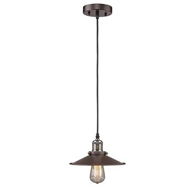 Chloe Lighting CH858012RB09-DP1 Industrial Industrial-Style 1 Light Rubbed Bronze Ceiling Mini Pendant 9" Shade