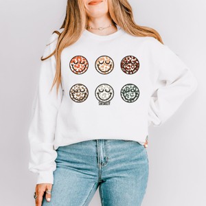 Simply Sage Market S.W.Smiley Leopard Smiley Face Stacked Sweatshirt - 1 of 4