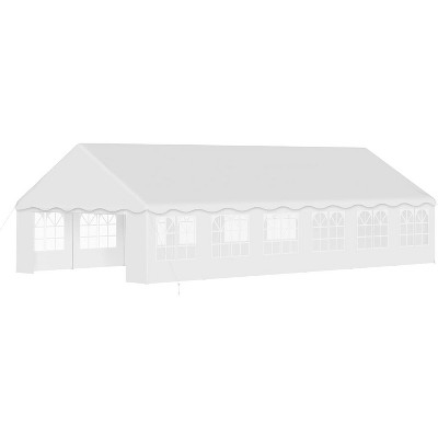 Heavy Duty Party Tent, Outdoor Event Canopy, PE & Steel Frame with Removable Sidewalls, Waterproof UV Resistant White, Wave/Straight Edge