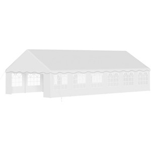 Heavy Duty Party Tent, Outdoor Event Canopy, PE & Steel Frame with Removable Sidewalls, Waterproof UV Resistant White, Wave/Straight Edge - 1 of 4