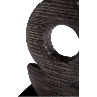 Cyan Dark Oval 16.5" Tall Black Wood Abstract Sculpture