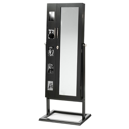 Vittoria Wood Square Foot Floor, Standing Jewelry Armoire With Mirror