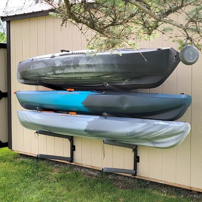 Heavy-Duty Black Metal Adjustable 4-Level Kayak Storage Rack